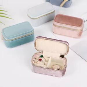 I-0971 Factory Velvet <b>Travel</b> <b>Jewelry</b> Box Organizer Container <b>Jewelry</b> Box for Jewellery Earring Ring Necklace Packing <b>Cases</b> - Product Image 1