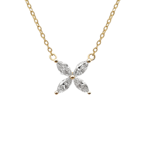Fine Jewelry Hot Sale 14K <b>Solid</b> Gold Diamond Women's Romantic Style Certified Four Leaves Flower Shape Pendant <b>Necklace</b> - Product Image 1