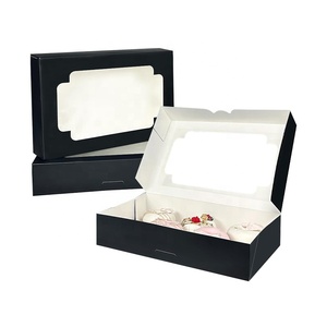 Cấp thực phẩm tự động bật lên <span class=keywords><strong>cupcake</strong></span> Donut Pastry hộp với cửa sổ tùy chỉnh pop-up Bánh hộp đen 6 đếm <span class=keywords><strong>12</strong></span> gói Donut hộp giấy - Product Image 6