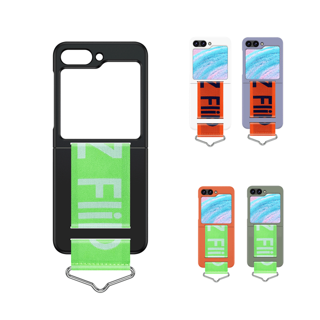 New Foldable Phone Case PC Four Corner Protect Shockproof Hand Strap Phone Cases Cover for Samsung Galaxy Z Flip 5