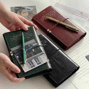 Premium özel Logo Vintage PU deri A6 yüzük ciltli defter gezgin dergiler planlayıcısı süslü hediye kutusu kişiselleştirilmiş günlüğü - Product Image 4