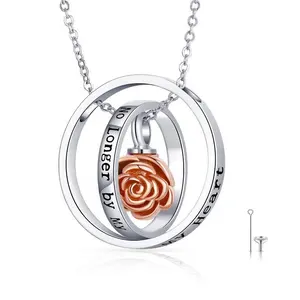 925 Sterling Silver Rose Flower Urn Necklace Cremation Jewelry For Ashes Jewelry Memorial Keepsake