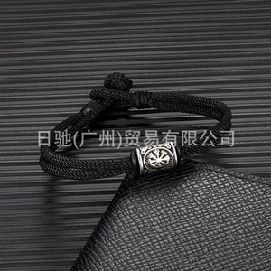 Bracelet en corde tressée bleue, style tibétain, avec pendentif flocon de neige en argent, bijou unisexe, cadeau - Product Image 4