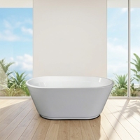 Baignoire de massage moderne autoportante en acrylique de 1500 mm, portable, avec drain central automatique, garantie 5 ans, pour salle de bain