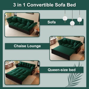 Convertible <strong>Sleeper</strong> <strong>Sofa</strong> <strong>Bed</strong> 3-in-1 Pull Out <strong>Sofa</strong> Multi-Functional Velvet Modern Cloud Soft Loveseat <strong>Sofa</strong> <strong>Bed</strong> Green - Product Image 6