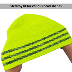 Nhà máy cung cấp tùy chỉnh mũ an toàn phản chiếu với ban nhạc lông cừu ấm áp và Vải <span class=keywords><strong>Acrylic</strong></span> đan - Product Image 5