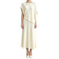 Ensemble 2 pièces plissé en polyester à séchage rapide, style Miyake, pour femme, décontracté, tissé, uni, ample, sans manches, grande taille