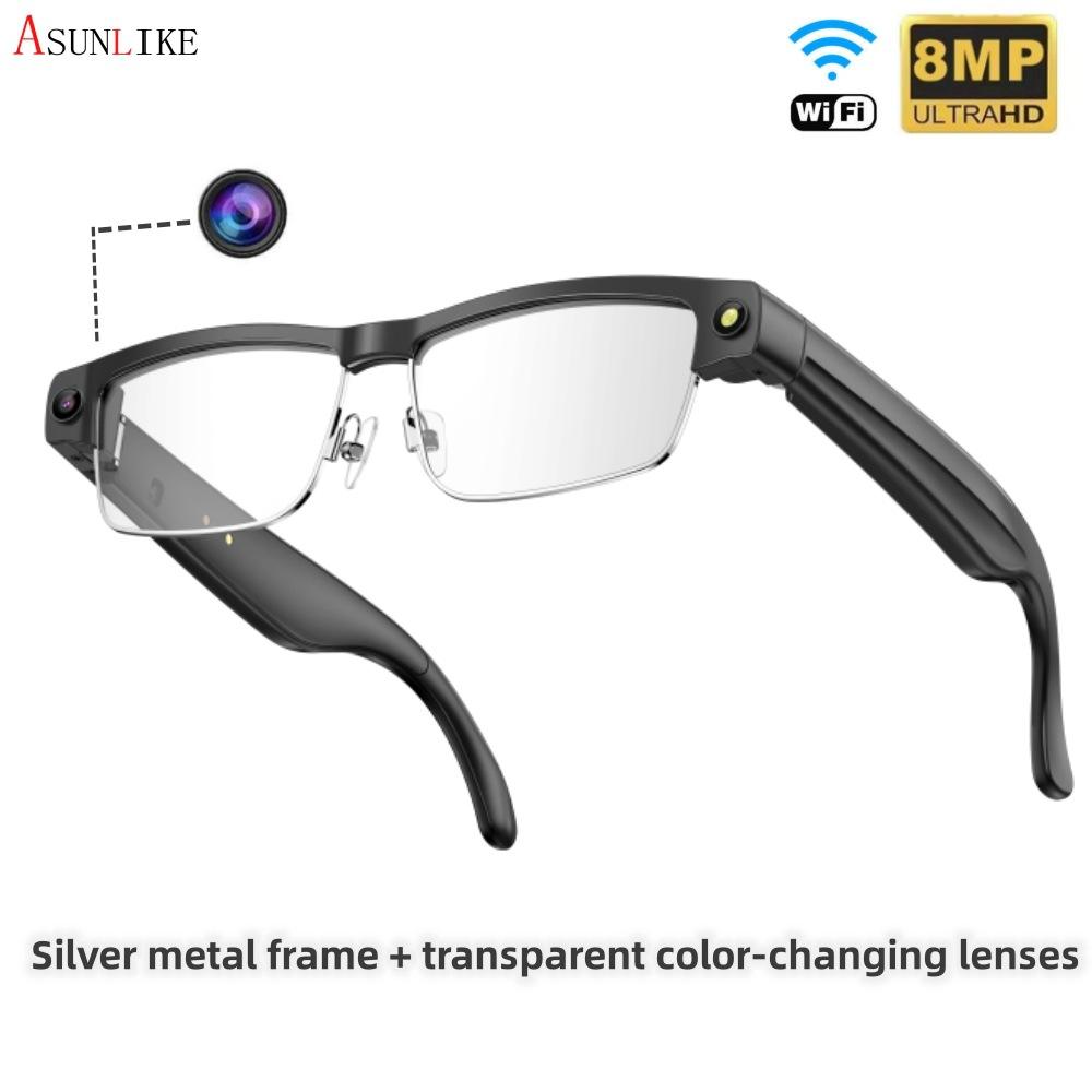 Silver metal frame + transparent photochromic lenses