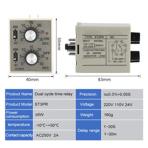ダブルサイクルタイムリレーST3PR 10S 30S 60S AC220V/DC24Vベース付き - Product Image 3