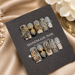 <span class=keywords><strong>Faux</strong></span> Ongles en Acrylique Faits Main en Gros, Motifs Floraux 3D en Relief, Cadre Métallique, Conception Personnalisée OEM ODM, Direct Usine - Product Image 1