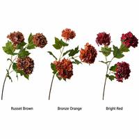 Bunga Hydrangea Snowball Premium Buatan, Gaya Vintage Musim Gugur untuk Dekorasi Rumah, Pesta, dan Ruang Tamu, Rangkaian Bunga Warna Maroon, Dekorasi Musim Gugur