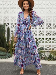 Vestido Maxi elegante de alta calidad con logotipo o estilo personalizado de fábrica ODM para mujer, vestidos largos elegantes con estampado <span class=keywords><strong>imperio</strong></span> para mujer - Product Image 3