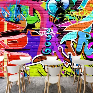 Bắc Âu 3D graffiti gạch douyin Neo nền phòng ngủ Tường Vải nhà hàng nền tường TV tường hình nền