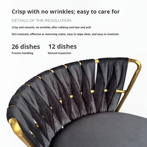 Silla de <span class=keywords><strong>Bar</strong></span> de Acero Inoxidable, Estilo Nórdico Creativo, Moderna y Sencilla, con Tejido a Mano, Silla Alta de Metal de Lujo Ligero - Product Image 4