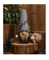 Figurines de gnomes assis en feutre gaufré avec motif de vigne de baies et chapeau haut, pour décoration de table, de cheminée et de maison en Noël et en hiver, et comme cadeau