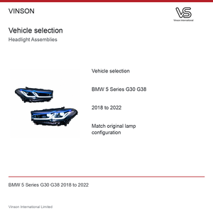 Paires de phares pour BMW Série 5 G30 G38 2018 à 2022, finition bleue comme sur la photo - Product Image 5