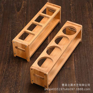 Bamboo Kitchen Spice <b>Bottle</b> <b>Storage</b> <b>Rack</b> Glass Oil <b>Bottle</b> Holder Multi Compartment Standing Type - Product Image 5