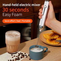 Mousseur à lait électrique portatif rechargeable, fouet en acier inoxydable détachable, batteur à œufs pour café et pâtisserie