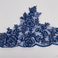 Garniture en dentelle brodée colorée de 23.5cm de large personnalisée, accessoires de vêtement en tissu de mariage perlé