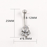 Anneau de nombril en acier inoxydable à filetage interne, personnalisé, de marque, avec strass perforés, pour piercing d'ombligo, vente en gros