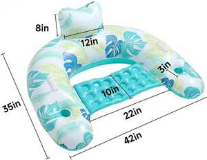 MAKE WAVES Tropical Print PVC Inflatable Pool <b>Lounge</b> <b>Chair</b> with Headrest - Product Image 3