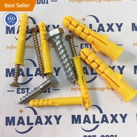 MALAXY Cheville d'expansion auto-perceuse en nylon avec vis à aile unique, finition zinc jaune
