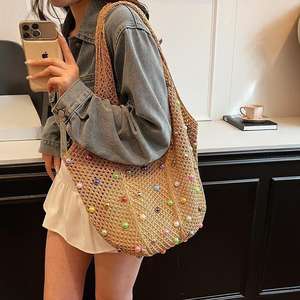 Bolsa de Hombro Casual Tipo Chaleco de Gran Capacidad al por Mayor, Nueva Bolsa de Playa de Verano, Bolsas Tejidas con Lentejuelas y Dos Aberturas para Mujer - Product Image 3