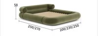 Juego de cama francés Cream Wind, diseño moderno y sencillo para exteriores, sofá, cama de dormitorio principal con respaldo bajo para niña, cama de tela de suelo a techo de madera