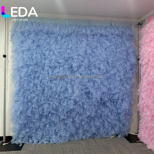 LeDA Hot Tulle Flower Wall Supplier Baby Blue Blue Curtain Sheer Tulle Wall For Party Wedding Baby Shower Backdrop Decoration - Product Image 1