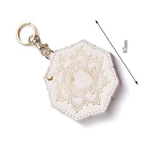 Custom Made Logo Laciness Makeup Hand PU <b>Small</b> Double Sides Slide <b>Mirror</b> With Keychain - Product Image 4