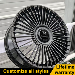 Rines Estilo Turbina Negros Brillantes de 18-22 Pulgadas Forjados a Medida para <span class=keywords><strong>BMW</strong></span> M5 <span class=keywords><strong>M8</strong></span> <span class=keywords><strong>AMG</strong></span> S63 Porsche Panamera Lexus LS Audi A8 OEM - Product Image 2