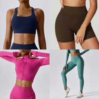 Oferta Especial Conjunto Deportivo de 5 Piezas para Gimnasio y Fitness para Mujer, Ropa Deportiva para Entrenamiento Sin Marca para Personalizar con Logo, Conjunto de Yoga