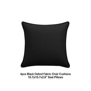 Black Oxford Fabric Chair Cushions 15.7x15.7x2.8 Inch Seat <b>Pillows</b> <b>4</b> <b>Pack</b> Foam Filled - Product Image 1