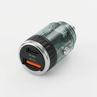 Chargeur de voiture SUNDA Mini en plastique transparent 38W PD38W QC18W Charge rapide USB C Adaptateur de chargeur de voiture