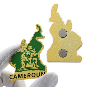 Regalos de Viaje, Imán Personalizado para Refrigerador, Metal, Aleación de Zinc, Esmalte, Chapado en Oro, Diseño 3D del Mapa de Camerún, <span class=keywords><strong>Imanes</strong></span> para Refrigerador - Product Image 1
