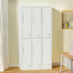 Metal Wardrobe School Office Gym Bedroom 6 Doors Steel Storage Locker Cabinet For Employees Industrial With 1 Shelf Assembly