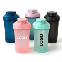 Bouteilles Shaker Sport et Fitness en Plastique Noir de Grande Taille, 400ml 600ml, avec Logo Personnalisé, pour Protéines et Entraînement en Salle