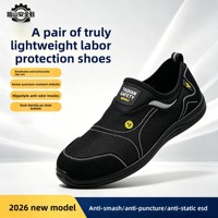 Chaussures de sécurité AN1 à embout d'acier, anti-perforation en Kevlar, tige en daim et maille, semelle en PU, bottes de travail antistatiques ESD en stock, prêtes à être expédiées