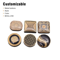 Boutons métalliques en alliage de zinc à motif rectangulaire avec logo personnalisé, techniques de placage, boutons métalliques pour vêtements de cérémonie