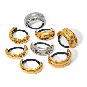 Stainless Steel 18k Gold Plated U Shape Hair Ties <b>Large</b> Ponytail Accessories Casual Style Summer 2024 - Product Image 5