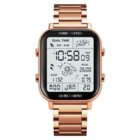Jam Tangan Digital Mewah SKMEI 1888 Emas untuk Pria, Jam Olahraga dengan Pedometer