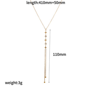 Collar de Moda con Colgante de Cadena en Y Ajustable, Chapado en Oro, de Acero Inoxidable Resistente al Óxido, con Incrustaciones de Circonita Brillante, Regalo para Mujer - Product Image 5