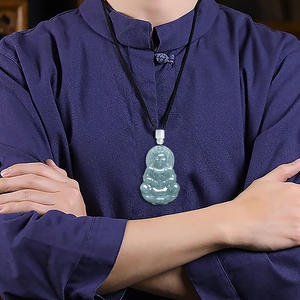 หยกธรรมชาติ กวนอิม หยกน้ำเงิน จี้หยก UNISEX ดีไซน์ดั้งเดิมแบบจีน ของขวัญพร้อมใบรับรอง GY53 - Product Image 4