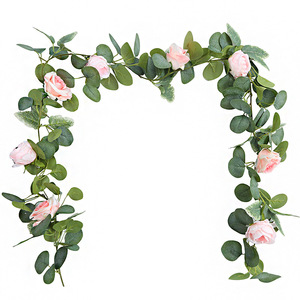 <span class=keywords><strong>หวาย</strong></span>ดอกโบตั๋นเทียม1.8เมตร<span class=keywords><strong>โต๊ะ</strong></span>รับประทานอาหารที่บ้านพื้นหลังตกแต่งใบยูคาลิปตัสจำลองพืชสีเขียวจำลอง - Product Image 2