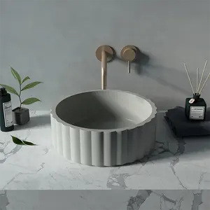 Industrial style counter top table cement basin concrete basin mold light grey concrete bathroom sinks