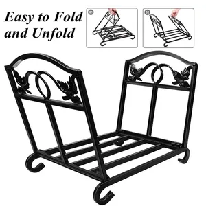 Support de <span class=keywords><strong>bois</strong></span> de chauffage robuste porte-<span class=keywords><strong>bois</strong></span> <span class=keywords><strong>panier</strong></span> en métal fer forgé intérieur poêle à <span class=keywords><strong>bois</strong></span> empilable métal <span class=keywords><strong>bois</strong></span> stockage porte-bûches support - Product Image 3
