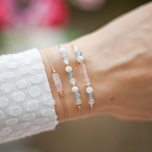 Braccialetto di fertilità di cristallo di guarigione di pietra di luna acquamarina di quarzo rosa, regalo del braccialetto di supporto di <span class=keywords><strong>gravidanza</strong></span> di IVF per la mamma - Product Image 2