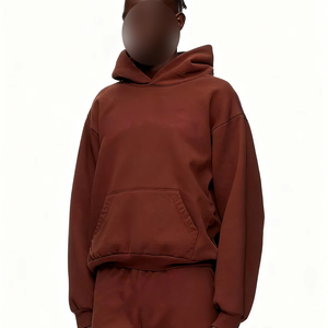 Pull à capuche surdimensionné poids lourd coton sweat Logo personnalisé coupe ample mode de rue à capuche unisexe à la mode tenue quotidienne - Product Image 5
