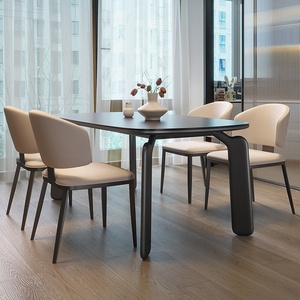 Mesa de comedor ovalada negra de alta calidad, combinación de mesa y silla de comedor de restaurante de lujo ligero para apartamento moderno - Product Image 5