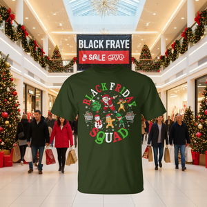 Camiseta navideña Black Friday Dabbing Squad, camiseta con cuello redondo para compras navideñas - Product Image 3